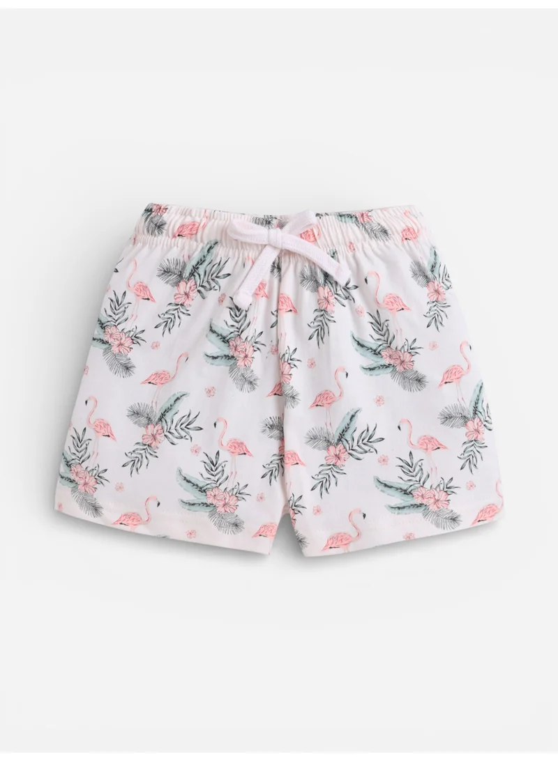 Victor And Jane  Girls Flamingo Print Cotton Pajama Set – T-Shirt & Shorts Nightwear for Women | Best Price UAE